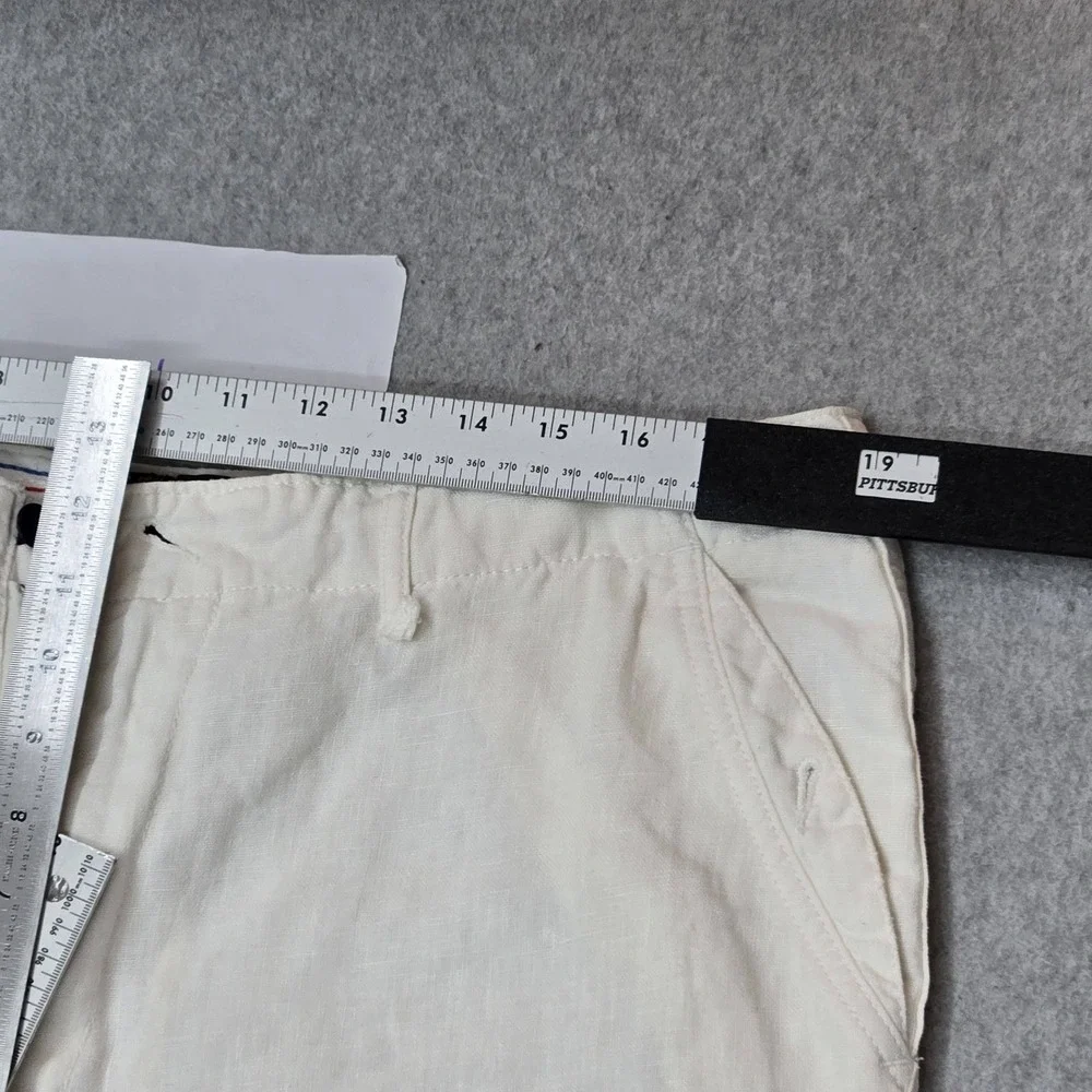 VINTAGE Cremieux Men Pants 36X32 White Linen Button Zipper 32